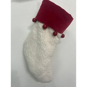Pottery Barn Christmas Stocking Red Off White Jingle Bells